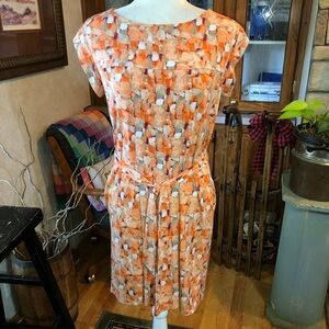 NWOT APOSTROPHE STRETCH SIZE SMALL ORANGE MULTICOLORED DRESS